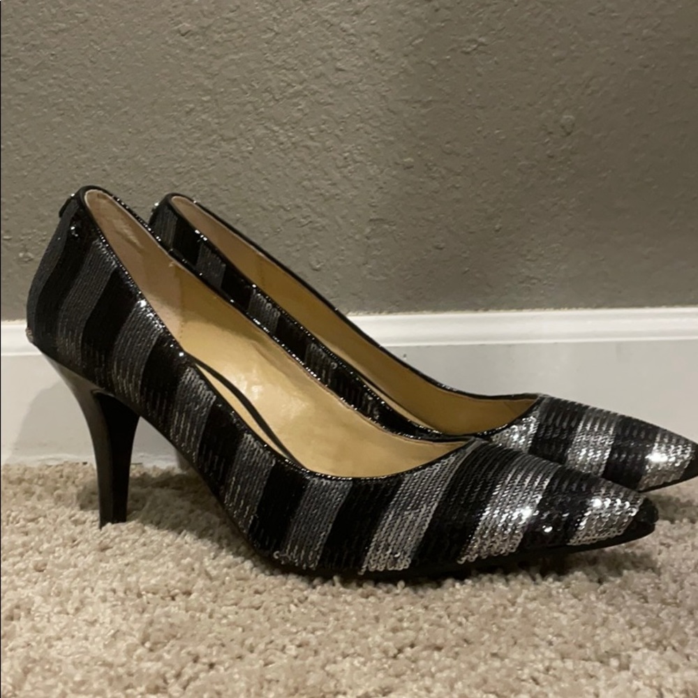 Micheal Kors Black & Silver Sequin Heels